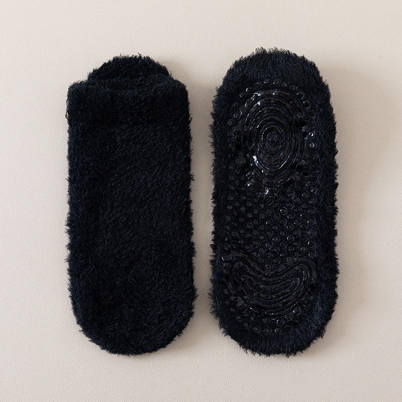 Niedrig geschnittene Anti-Rutsch-Bodensocken, Korallenfleece-Socken, Damen Herbst- und Winter Verdickte Fleece Warme Kurze Socken, Haus-Schlafsocken, Bootssocken