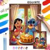 Lilo Stitch Eating Cake Oil Paint Art Painting Kit Home Wall Decor Handmade Gift DIY Canvas Wall Art Bedroom Living Room Decor