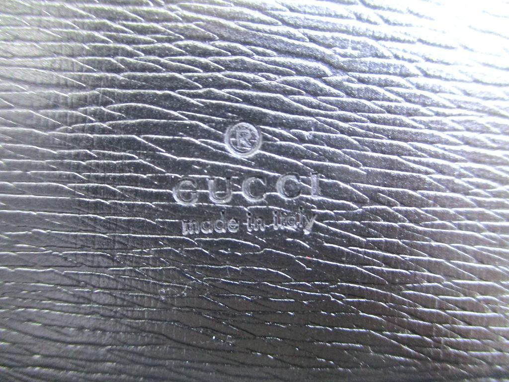 Authentic GUCCI Logo Script Black Leather Business Card Credit Card Holder #b166  Open box