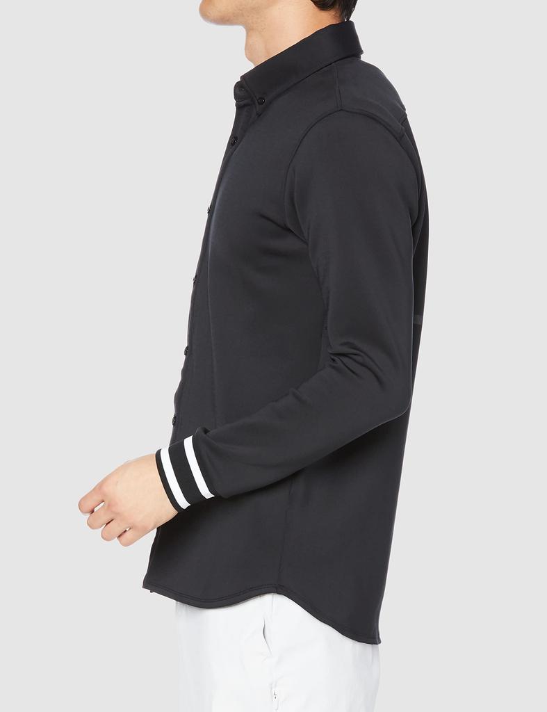 Mizuno Move Tech Fully Open Long Sleeve Ribbed Golf Shirt, Men's, Black, Size XL (E2MA1506)