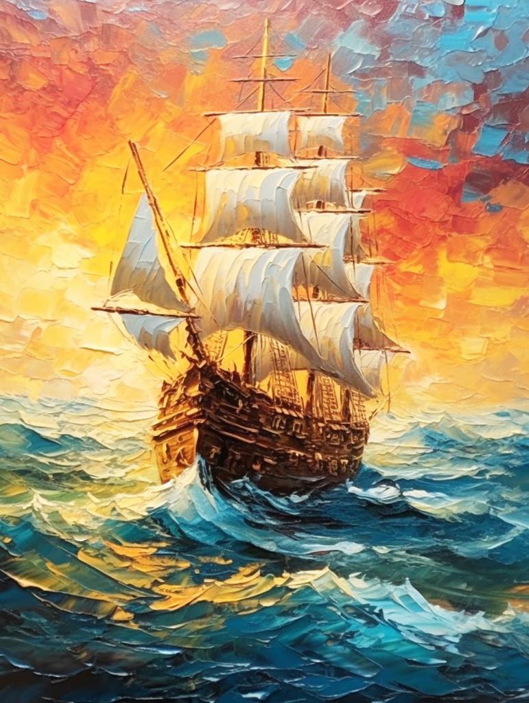 Boat Diamond Painting Sunset Landscape Rhinestones Picture Embroidery Seaside Diamond Mosaic New Arrival Kits Wall Decor