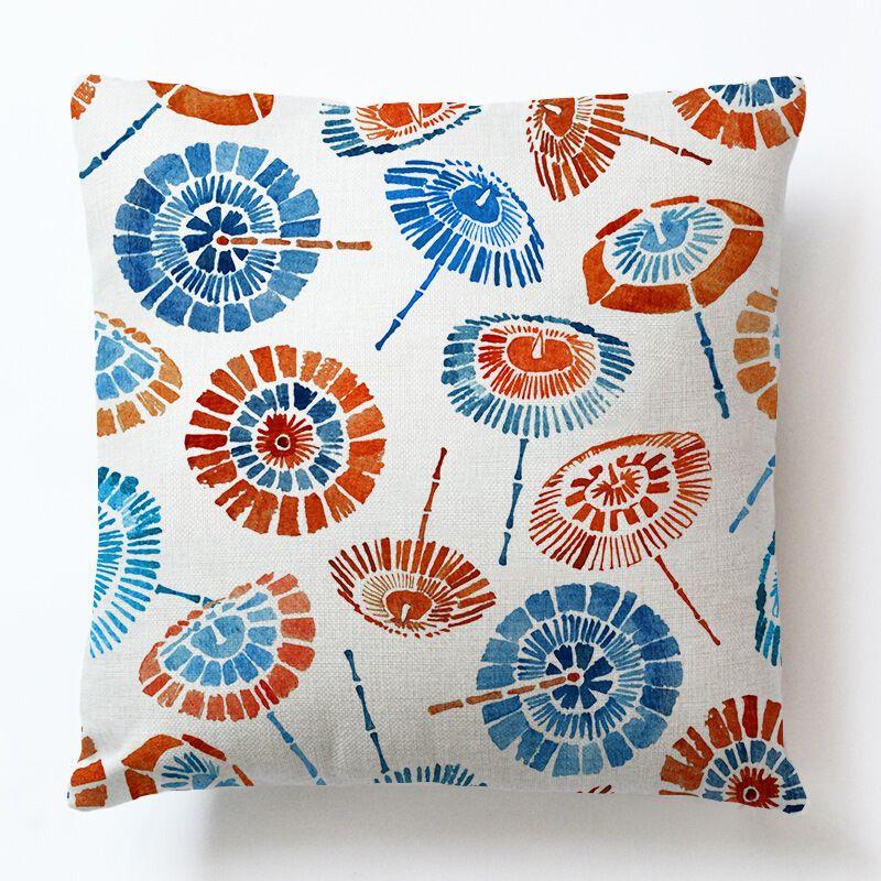 

Ткань с узором в японском стиле Складной веер Укиё-э Гора Фудзи Этнический Ретро Японский стиль Хлопок Лен Подушка для дивана Подушка 1 45*45cm pillowcase