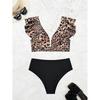 2025 Leopard Print Sexy High-waisted Split Cross Bikini for Women