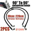 2Pcs Black 300mm To 2200mm 90° 10mm Motorcycle Hydraulic Reinforced Brake Clutch Oil Hose Line Pipe For ATV Dirt Pit Racing Bike