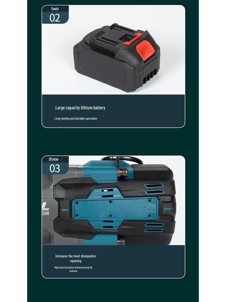 High Torque 2000N Electric Impact Wrench: Multi-functional, Lithium Battery-Powered for Household Use