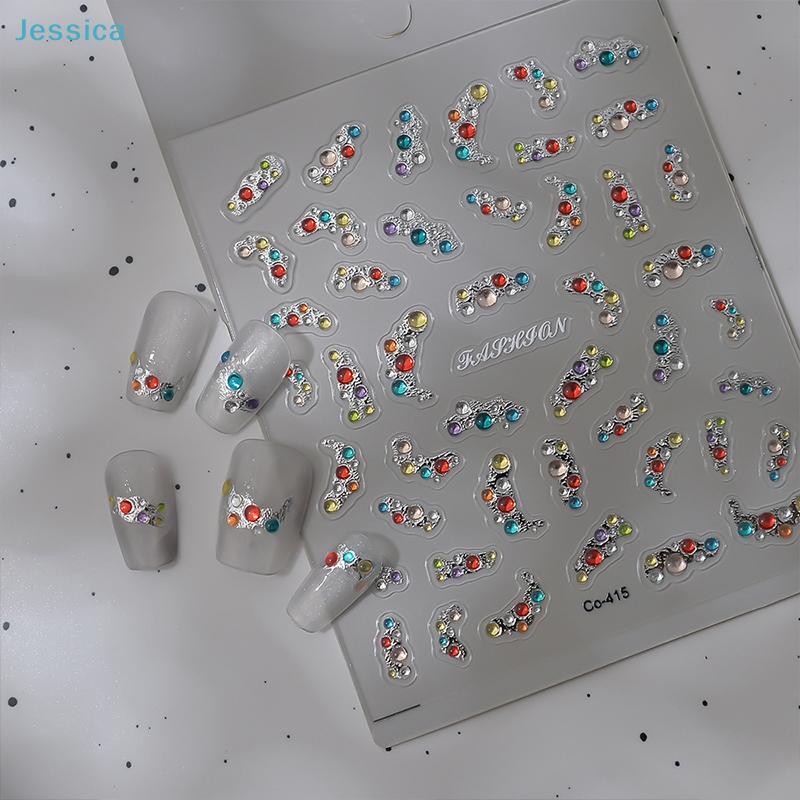 3D Rhinestone Nail Art Stickers - Colorful Gem Decor Decals for DIY Manicure & Nail Design
