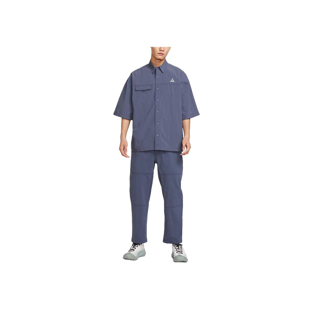 Nike ACG Orb Weaver Repel Camicia a Maniche Corte alla Moda Versatile Protezione Solare Uomo camicie Azzurro Fulmine Grigio Fumo Bianco Vetta HJ2884437