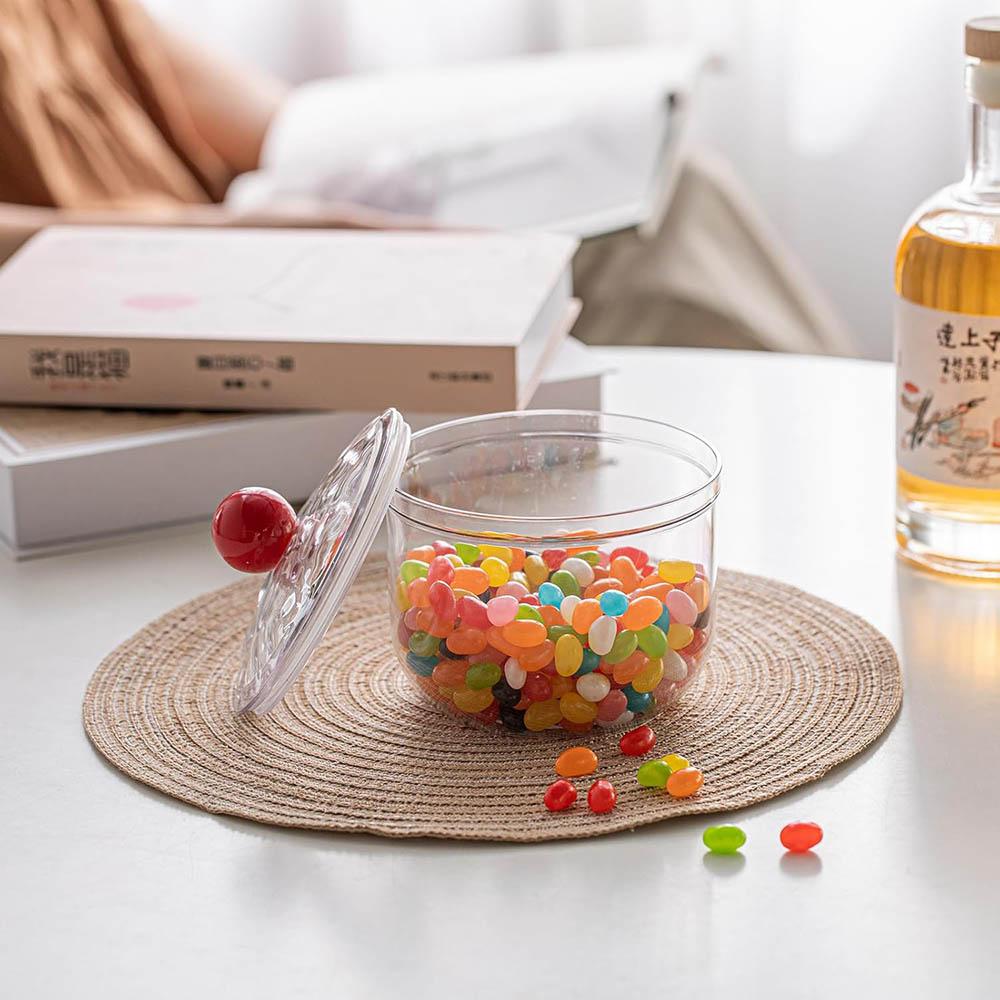 30oz 47oz Clear Candy Jar with Lid for Office Desk, Plastic Cookie Storage Jar for Kitchen Counter