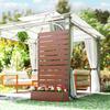 Raised Bed for Garden, Planter with Trellis for Climbing Plants, Vines, Planter Box with Drainage Gap, Light Brown