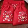 1/10x Christmas Burlap Drawstring Gift Bags Small Gift Storage Packaging Bundle Pocket Kids Pouch Xmas Party Favors Decoration