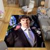 Sherlock Holmes Flannel Printed Carpet, Home Sofa Decoration for Living Room & Bedroom, Non‑Slip Play Flannel Floor Mat for Game Room