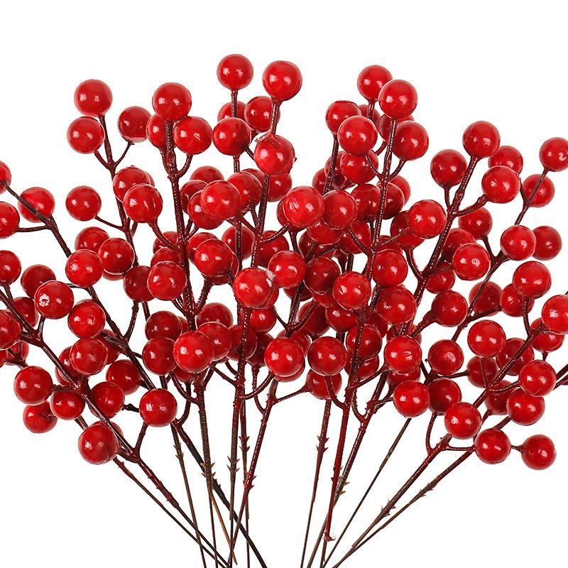 Artificial Pine Needle Branches with Red Berries - Christmas and Wedding Decoration