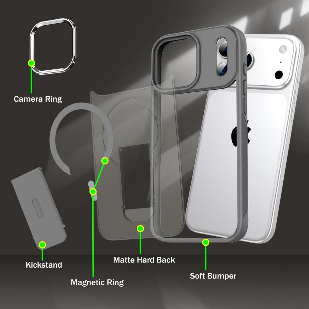 Luxusný puzdro s výklopným stojanom a opierkou pre iPhone 17 Air 16 e 15 14 Plus 13 12 11 Pro Max Pre Magsafe Kryt na bezdrôtové nabíjanie