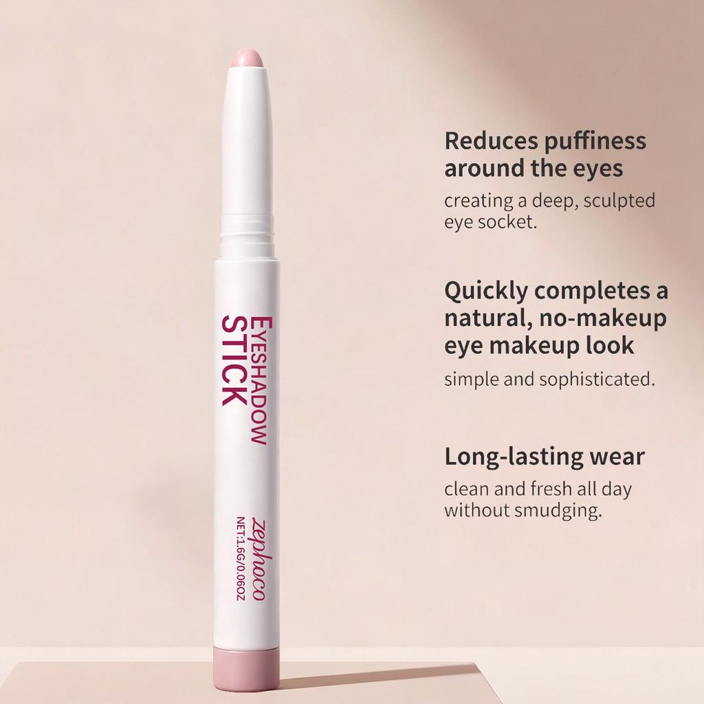 Zephoco Nude Pink Silky Eyeshadow Pencil: Fine Shimmer, Highly Pigmented, Versatile for Day and Night.