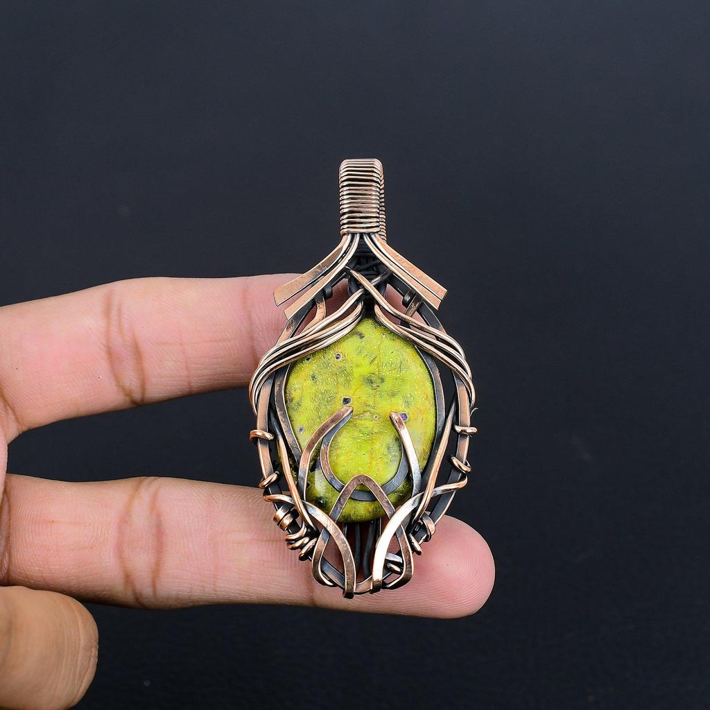 Stichtite Handmade Gemstone Pendant, 999 Copper Wire Wrapped Pendant Antique Jewelry, For Engagement Gift