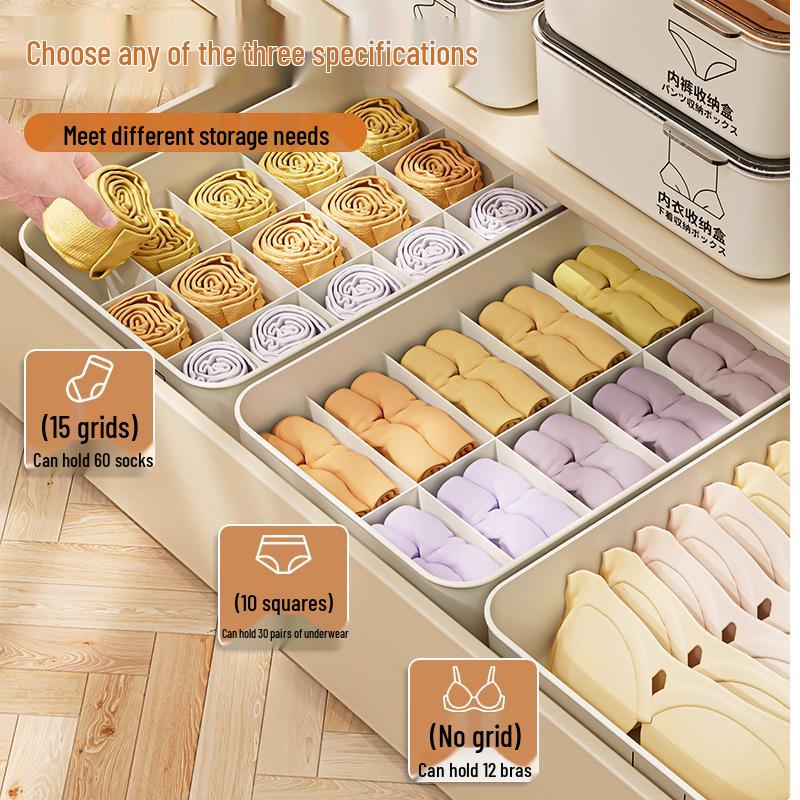 Socks, Lingerie, and Underwear Storage Box: 3-in-1 Organizer for Home Wardrobe