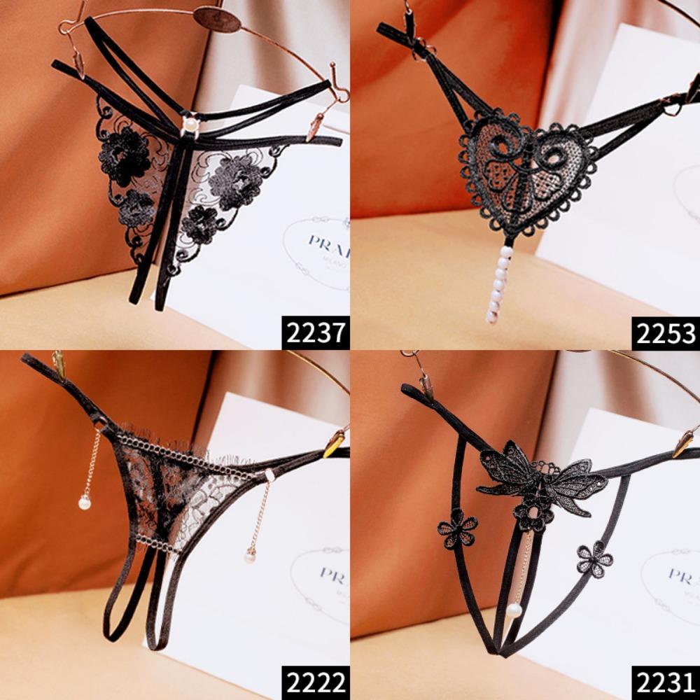 [Free Shipping] 2/4 Independent Packs, Black Sex Underwear Women's Open File Is Free of Temptation, Sexy Thong