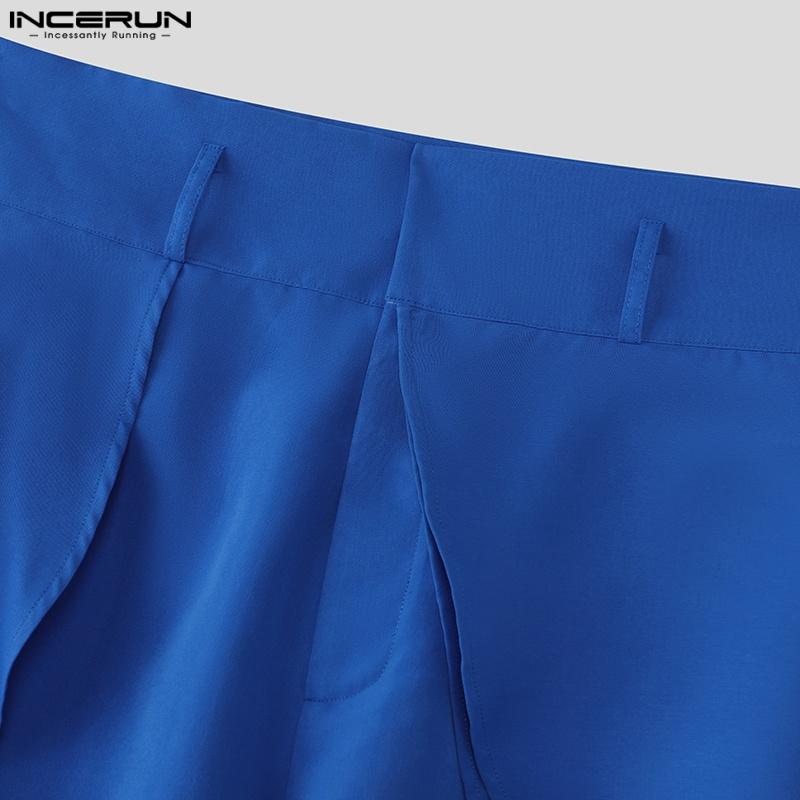 INCERUN Pánské kalhoty s vysokým pasem na zip, s nepravidelnými vrstvami, patchworkové, párty kalhoty, šortky, culottes