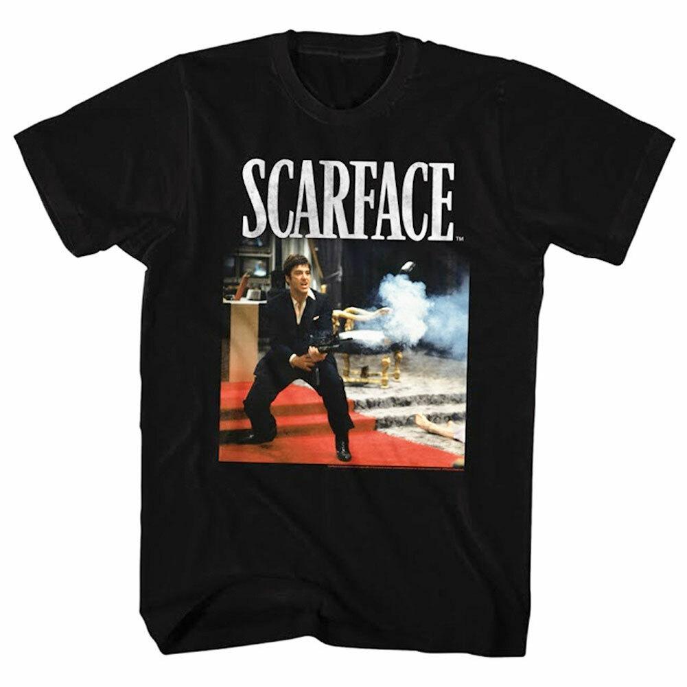 Scarface Tony Montana Guns Blazing Men T Shirt Cuban Mafia Gangster Movie M