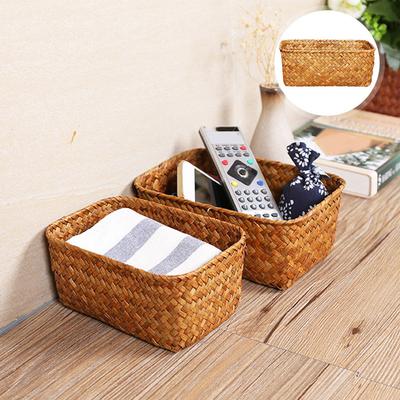 Seegras Gewebter Aufbewahrungskorb Schreibtisch-Organizer Kleinteilebox Make-up-Organizer Dekorativer Aufbewahrungskorb