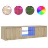 vidaXL Meuble TV avec lumières LED Chêne fumé 140x40x36 cm, support TV, armoire média, armoire hifi, unité TV, unité média 822681