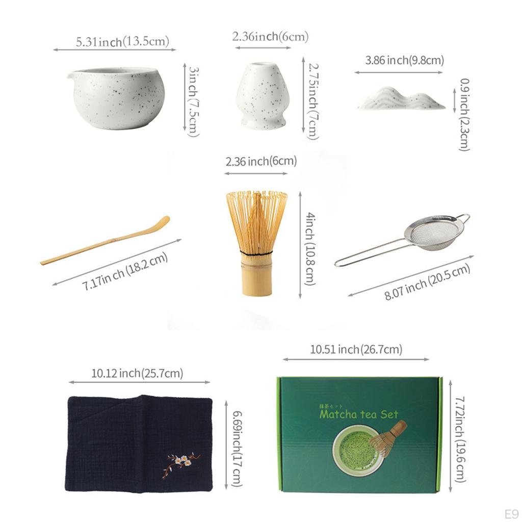 7 Piece Matcha Kit Featuring Bowl And Towel for Tea Room Experience