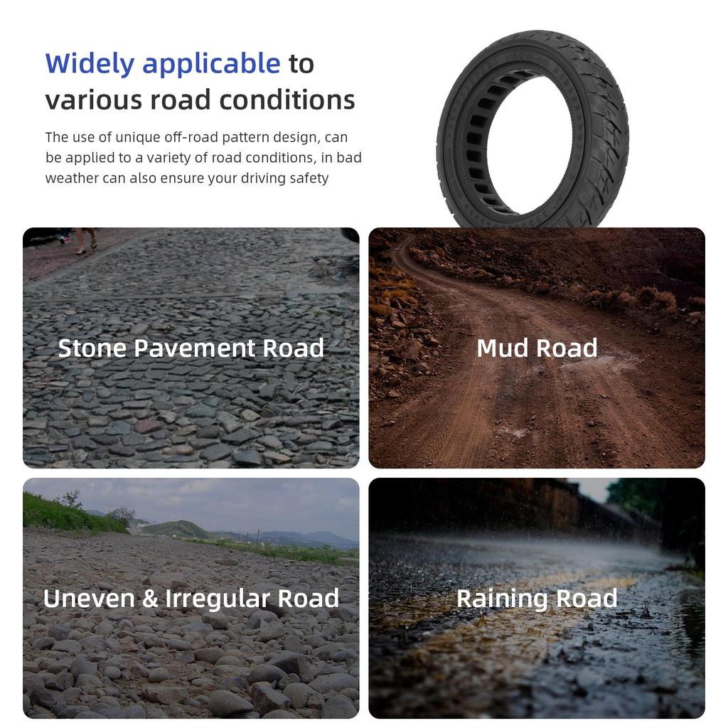 Black Ulip 8.5*2(50-134) Off-road Solid Tire for VSETT 9 & 9+ / ZERO 9 / Inokim Light 2 Scooters