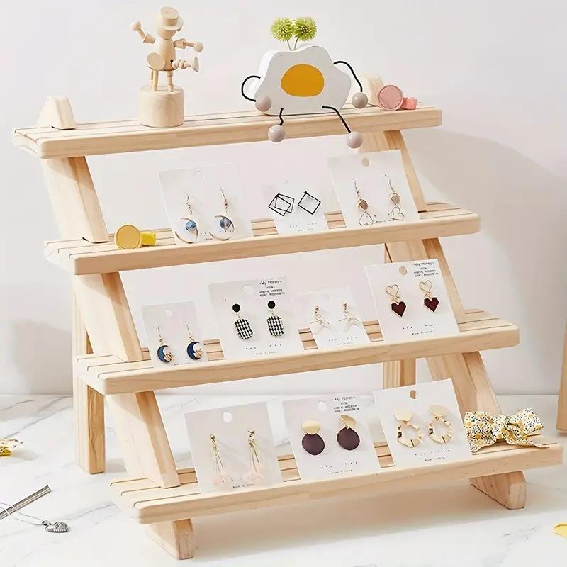 Solid Wood Jewelry Display Stand Stepped Display Stand Card Storage Stand Display Jewelry Small Statues Small Doll Display Stand