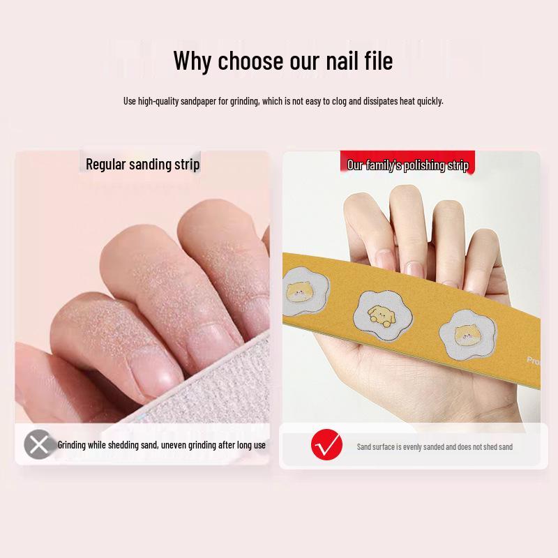Durable Egg Yolk Nail Art Polishing Strips - No Shedding, Wear-Resistant Wood Chip Files