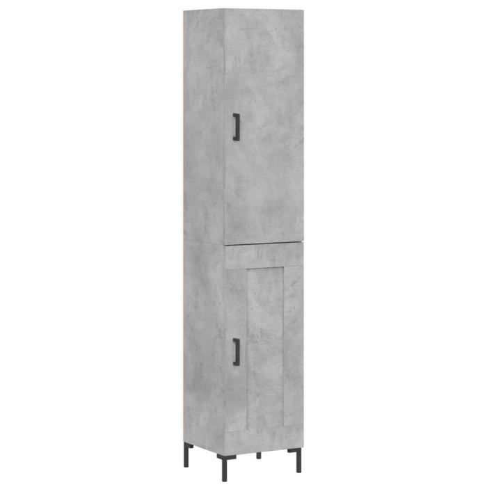 VidaXL Buffet haut Gris béton 34,5x34x180 cm Bois d'ingénierie 3199109