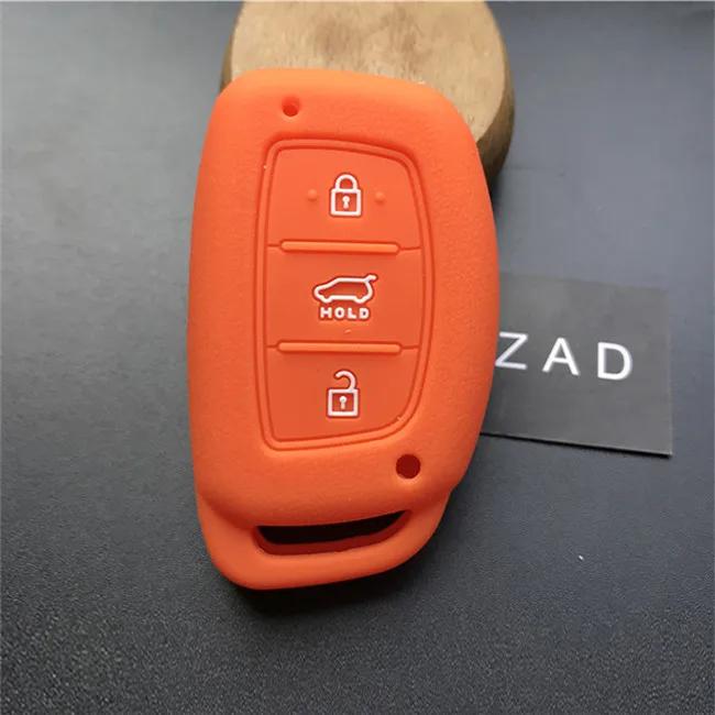 

ZAD Silicone Rubber car key case cover protector for hyundai Tucson Elantra MISTRA Santa 9 3 buttons smart key fob car accessory помаранчевий