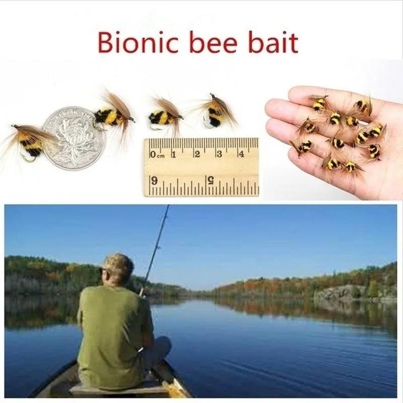 5pcs Simulation Bee Hook Fly Bait Meal Baitiao Makouluya Bait  Water Floating Fly Hook