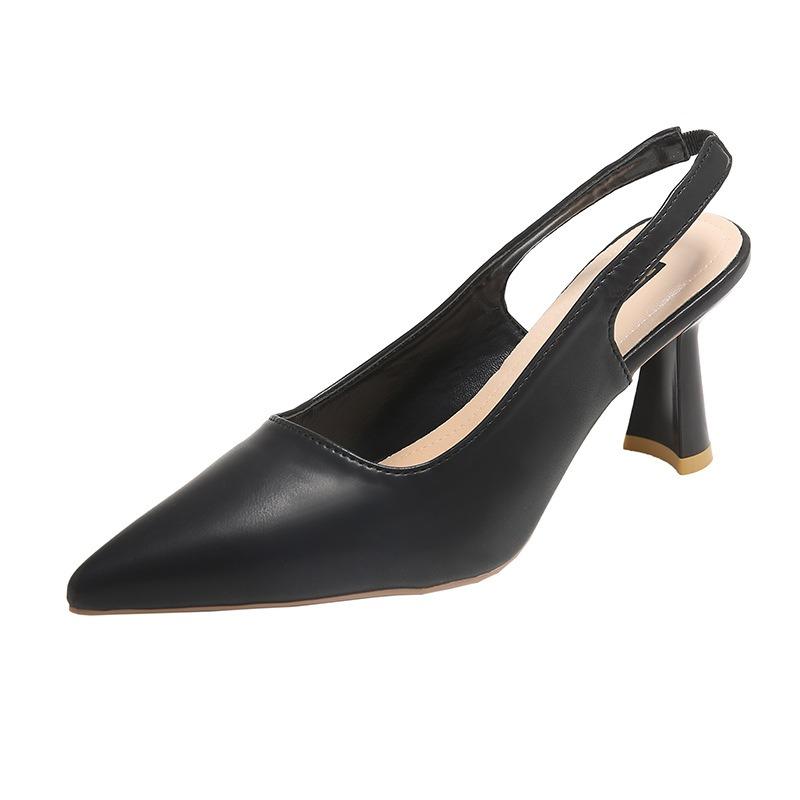 Single shoes women's summer new French pointed one-word buckle sandals women's fashion high heels women
