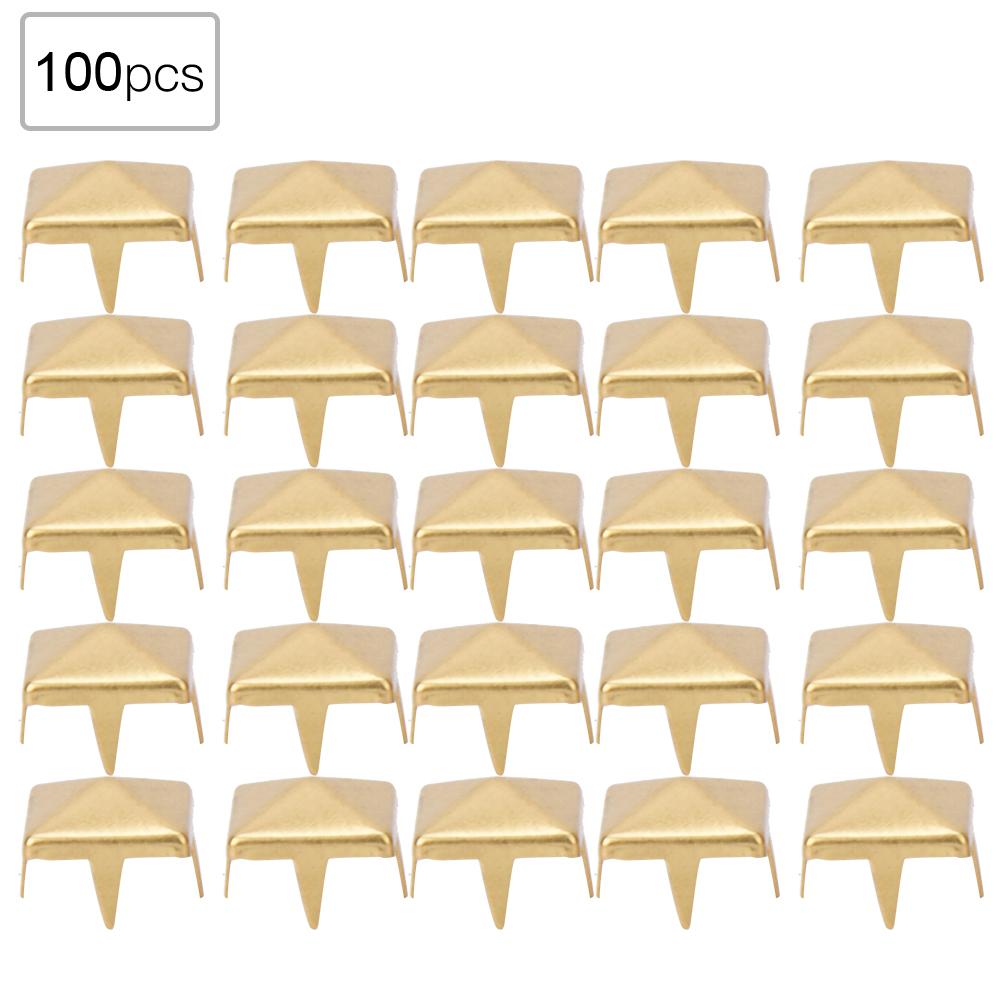 100 PCS 9MM Brass Copper Square Rivets Apparel Shoes Bag Accessories for Leather Decoration