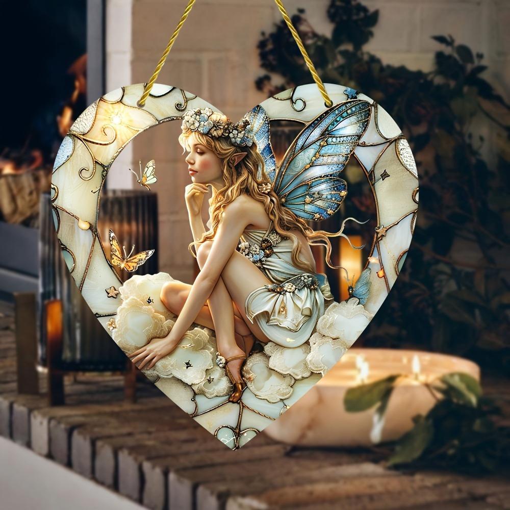 Böhmischer Elfen-Wandspiegel. Farbige Glasherz-Dekoration für Garten, Terrasse & Zuhause. Ein einzigartiges Göttinnengeschenk.