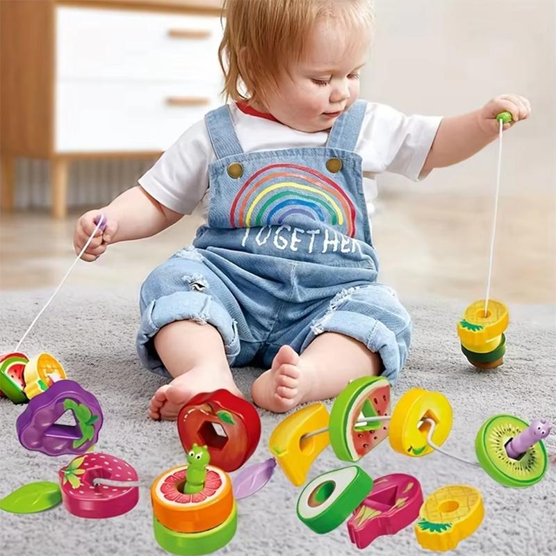 Montessori Children's Fine Motor Training Greedy Insects Fruit Threading Bead Beads Baby Puzzle Early Education Toys