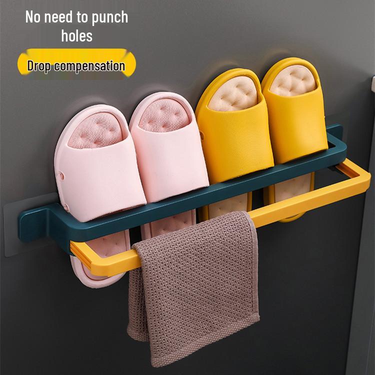 Foldable Wall-Mounted Bathroom Shoe Rack with Drainable Design