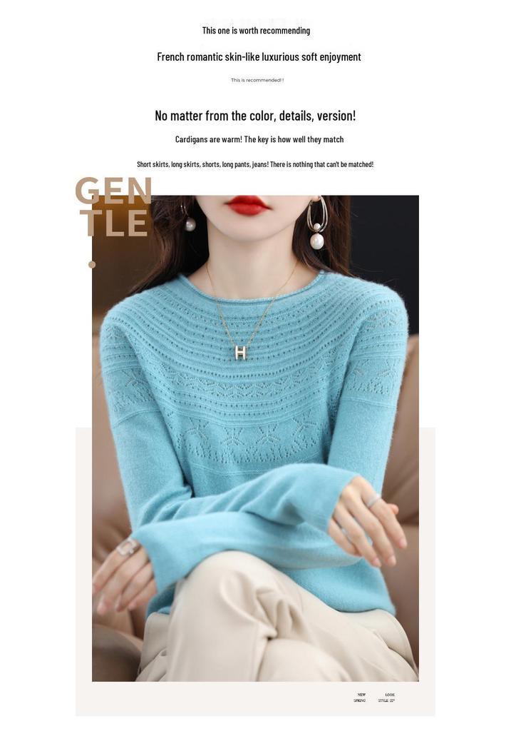 2023 Autumn Women's Pure Wool Round Neck Knit Sweater Cardigan - Stylish & Versatile