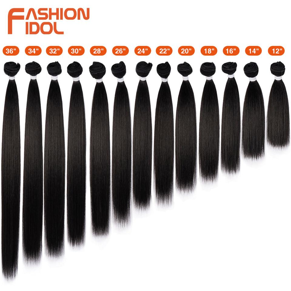 FASHION IDOL 26 inch Yaki Straight Hair Extensions Salon Synthetic Hair Bundles High Temperature Fiber Ombre Blonde Fake Hair