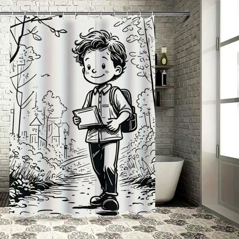 

Boy In Forest Sketch Waterproof Shower Curtain W60H190(CM)-1 Pcs