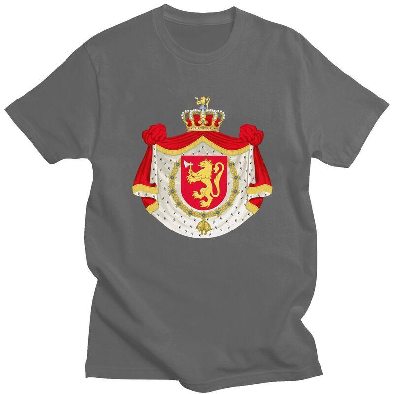 Custom Coat Of Arms Of Norway T Shirts Men Pure Cotton Tee Tops Norwegian Flag Tshirt Short Sleeve Casual Tshirt Clothing