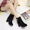 2025 Autumn and Winter Velvet Warm Women's Cotton Shoes High Heel Comfortable Metal Fashion Martin Boots Hairy Versatile Short Boots Women