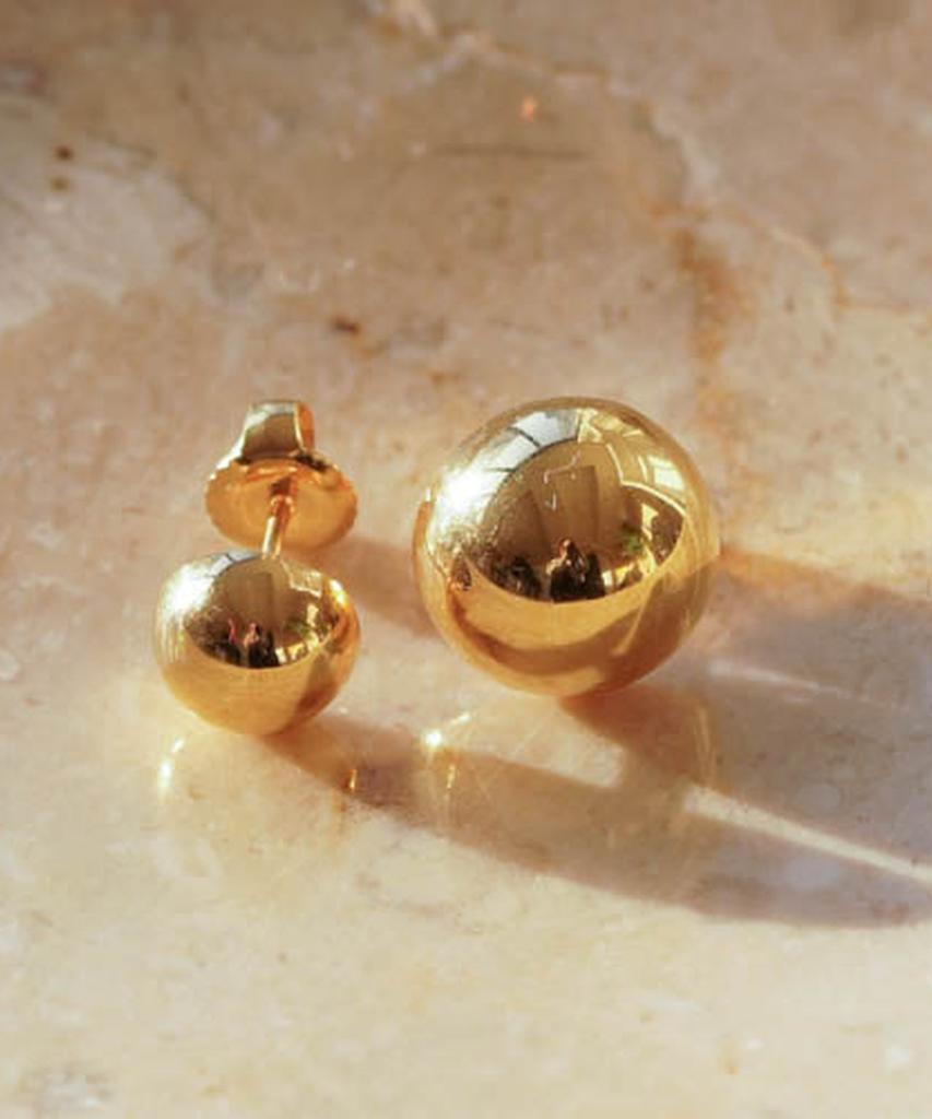 Alleun Silver 925 Ball Earrings Bold Hemispherical Convex