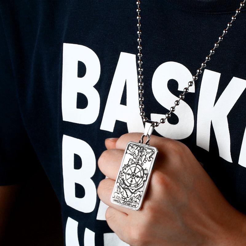 Iron Man Retro Titanium Steel Tarot Card Pendant - Minimalist Cross Stainless Steel Dog Tag