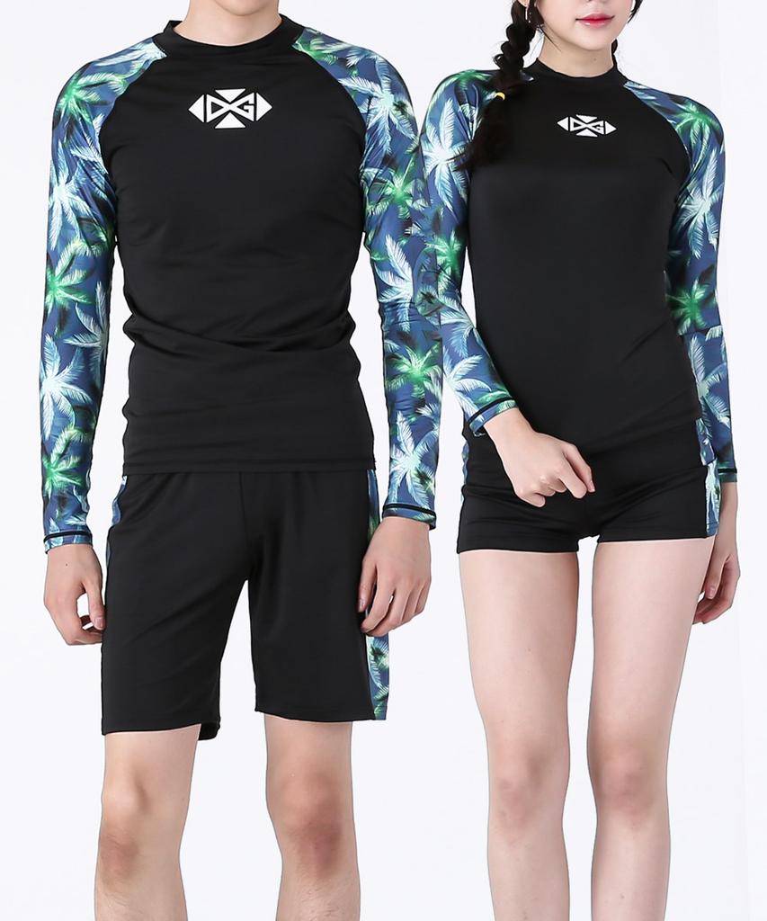 Dangun Air Palm Tree Color Block Long Sleeve Rash Guard