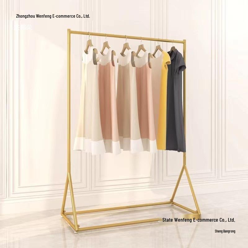 Women’s Clothing Floor Rack - Gold Display for Store & Live Broadcast