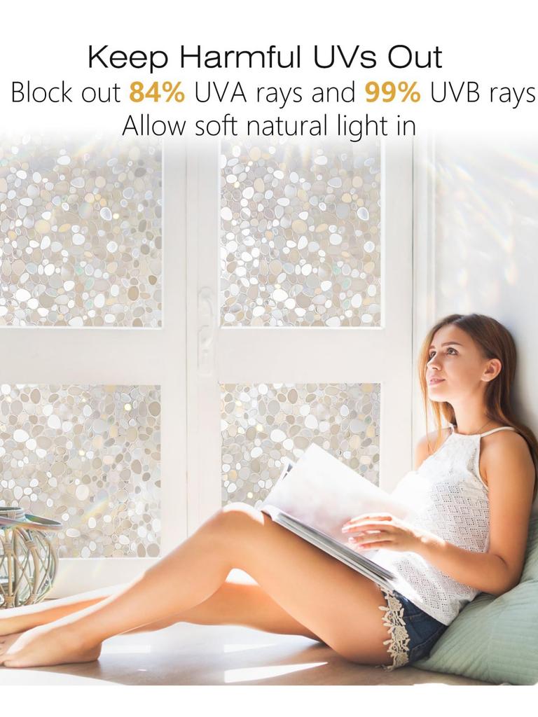 Sichtschutzfolie aus mattiertem PVC für Fenster – statisch haftend, UV-blockierend, holografische Regenbogenfolie für Glastüren im Homeoffice