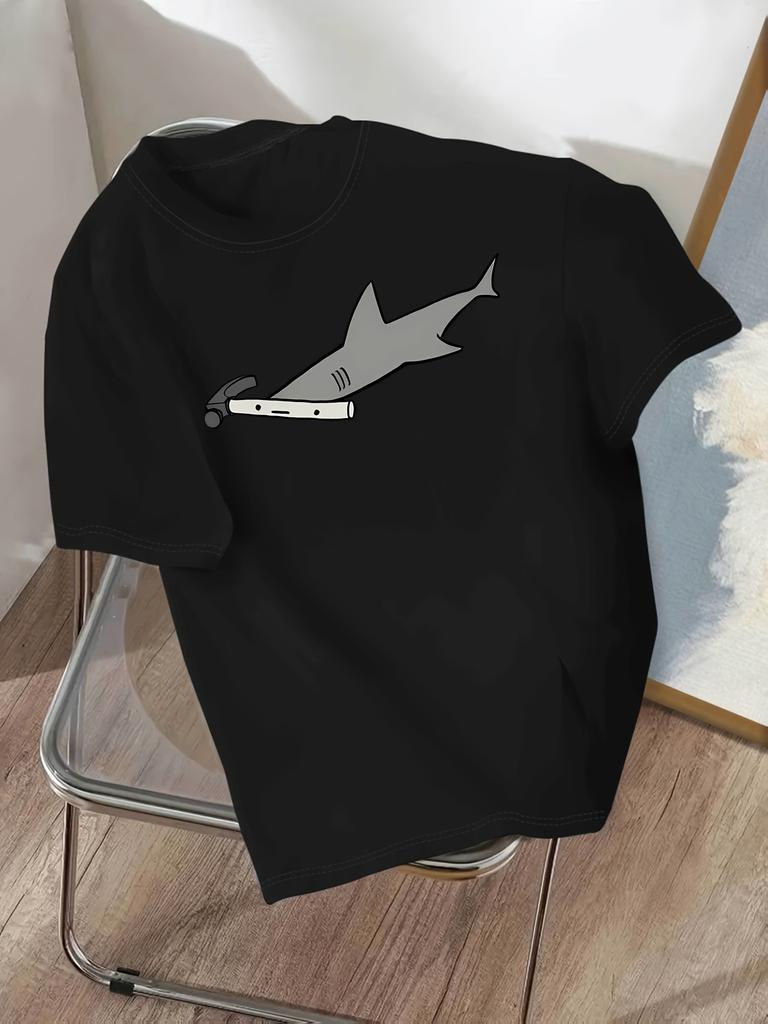 Women's Hammerhead Shark Graphic Print Short Sleeve T-Shirt Casual Short Sleeve T-Shirt Summer Streetwear Tops Fashion Tees