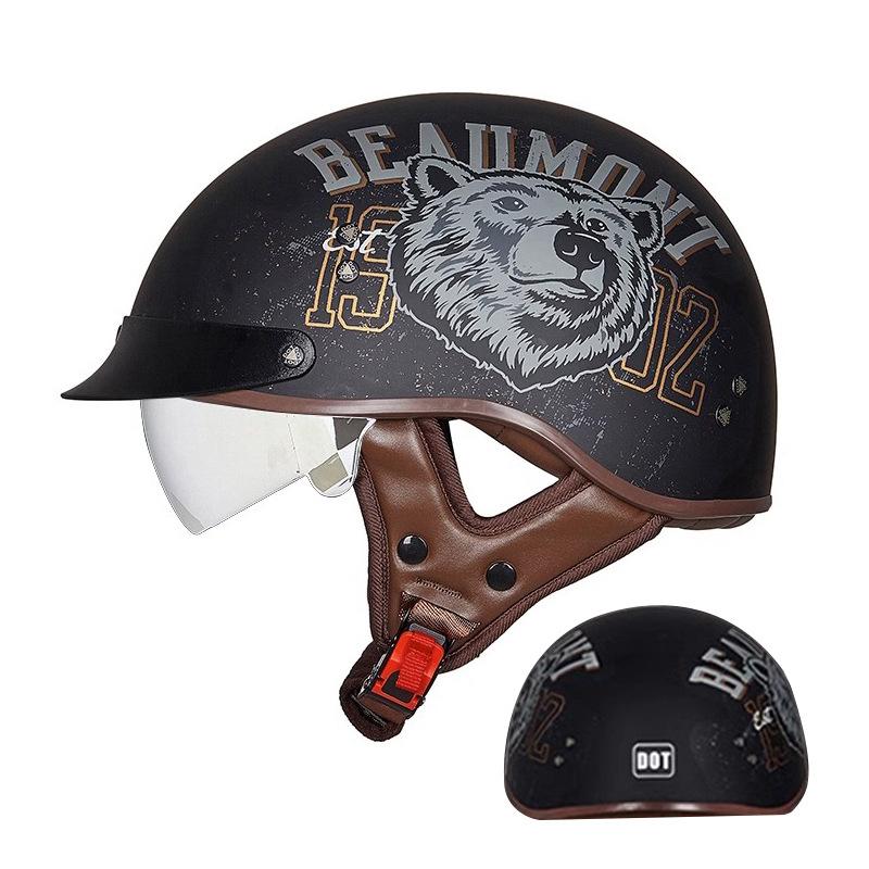Locomotive Scooter Helmet Motorcycle Half Helmet Men's and Women's Helmet Four Seasons Light Locomotive Retro Helmet Riding
