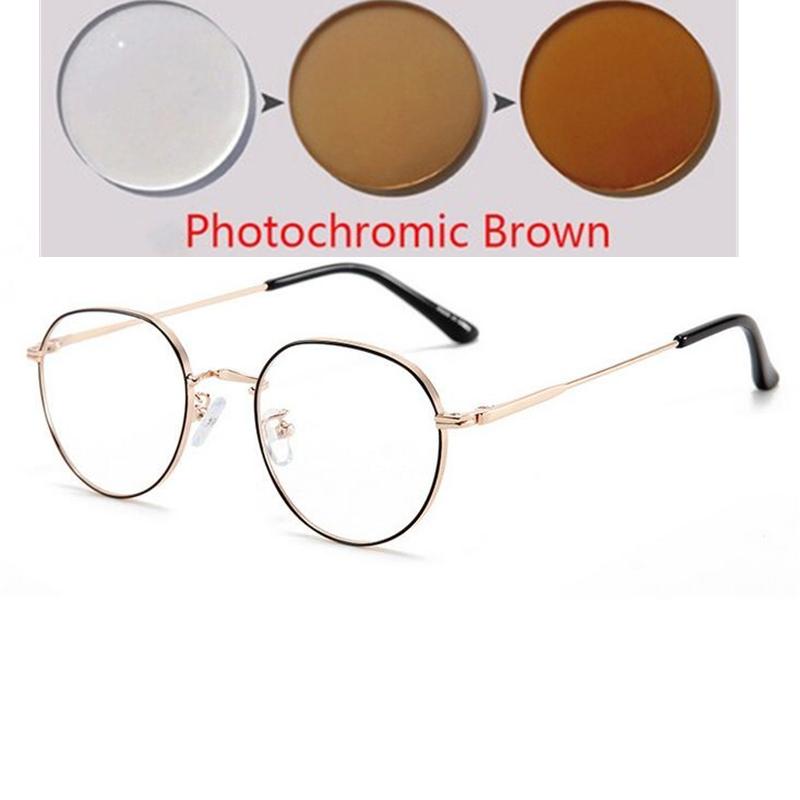 Blue Light Blocking Oval Glasses Women Metal Polygon Short Sight Eyewear Prescription Spectacles 0 To 4